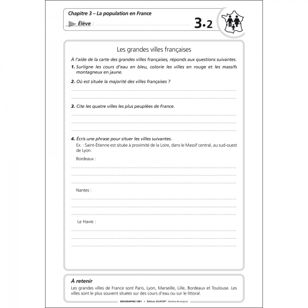 Fiche geographie cm1 imprimer