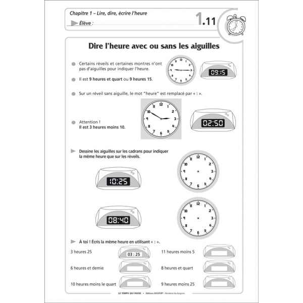 Fiche cp le temps qui passe